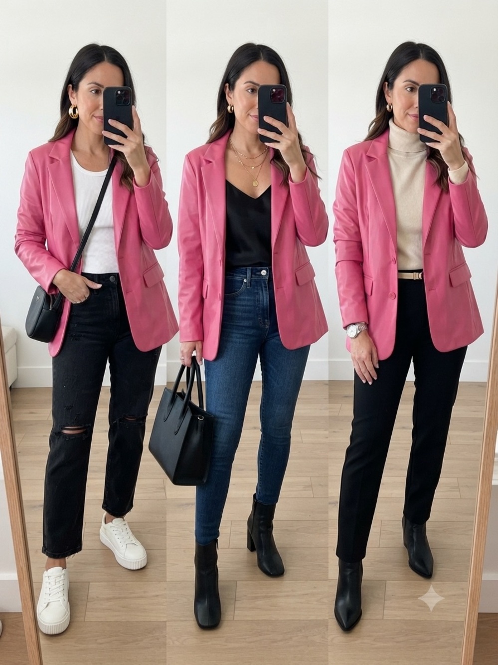 Steve Madden Hot Pink Leather Boyfriend Fit Blazer